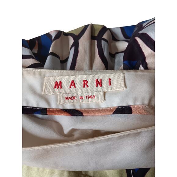 NEW MARNI A-Line High Waist Skirt Size 2 Stained Glass Design Knee Mid Length - Picture 4 of 9
